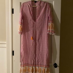 J Crew Long pink & orange caftan cover up - small